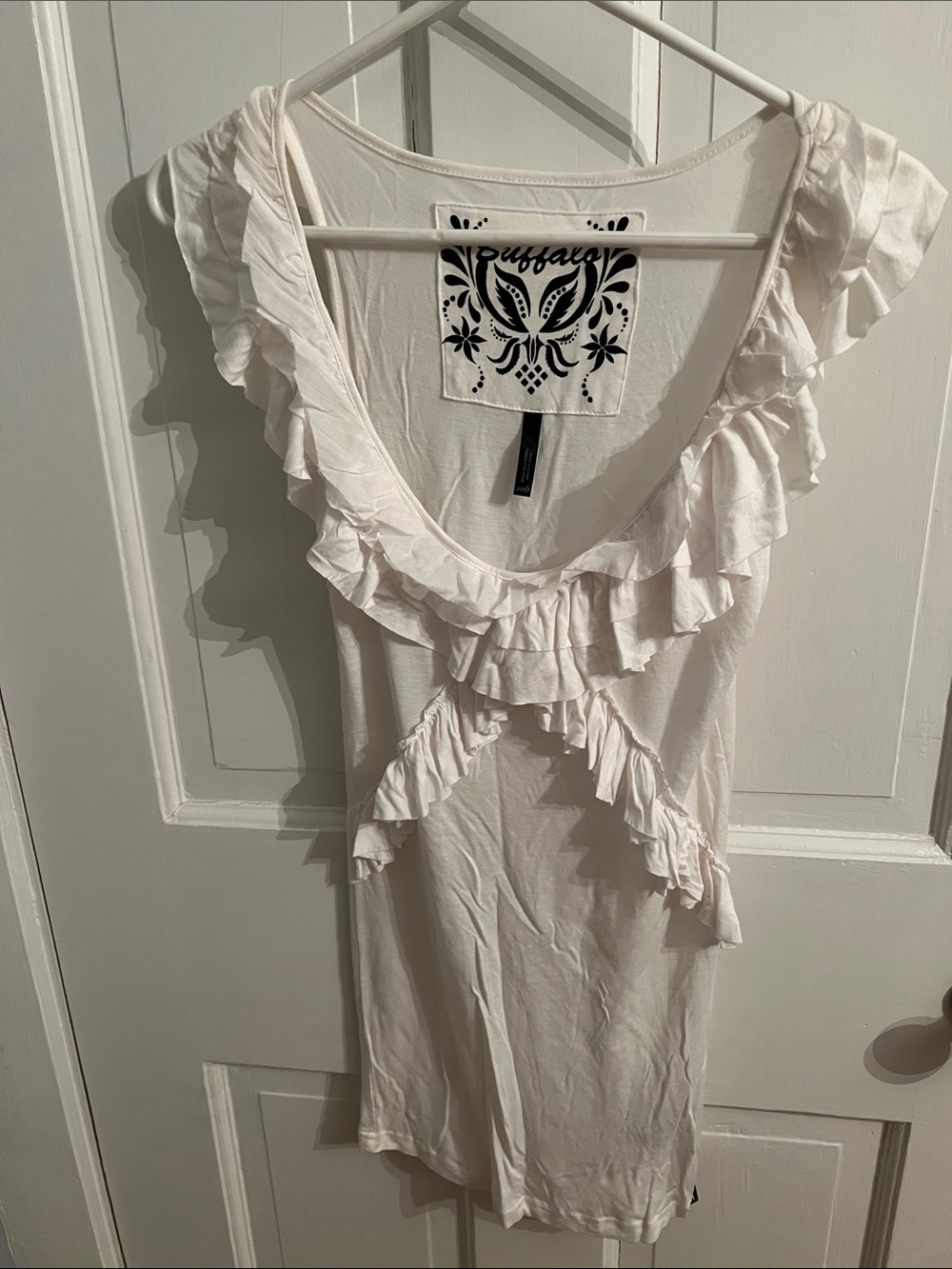 Buffalo David Bitton White Ruffle long tank top